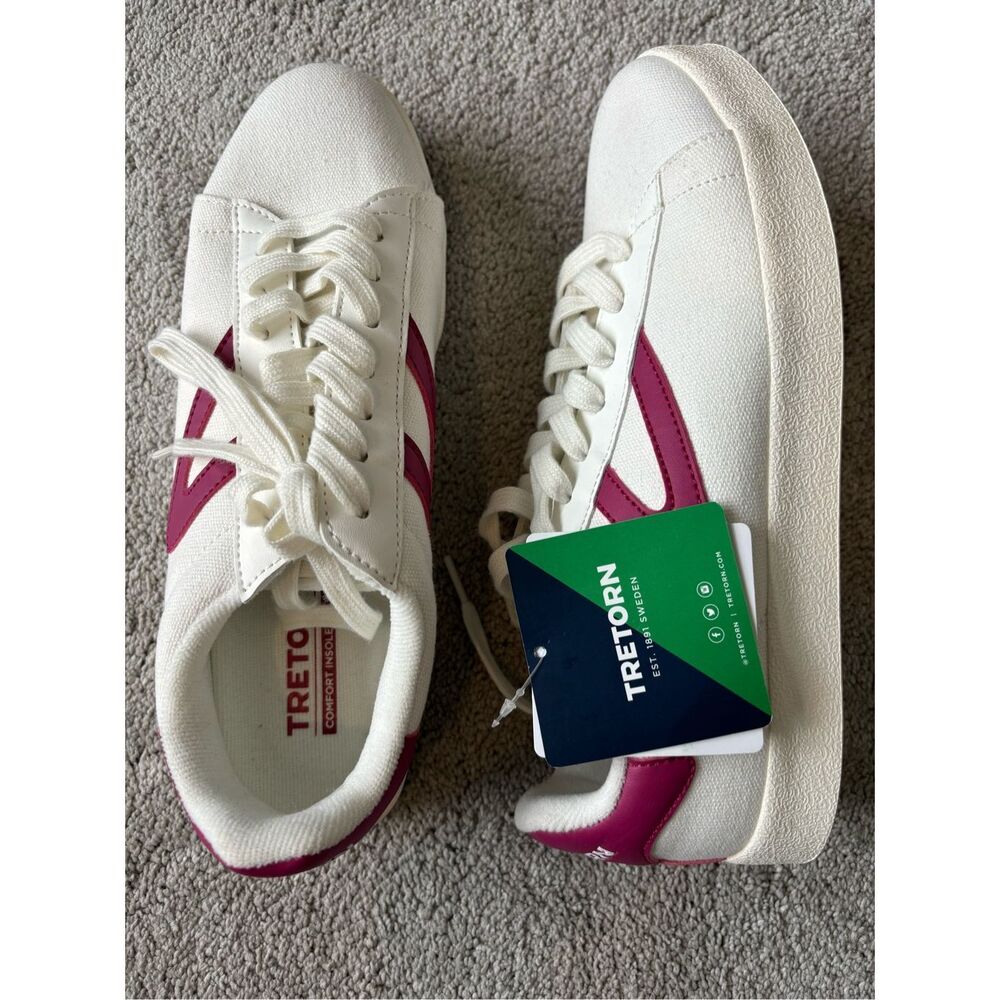 NWT Tretorn Blucher sneaker, white/magenta, $80 - Picture 3 of 7